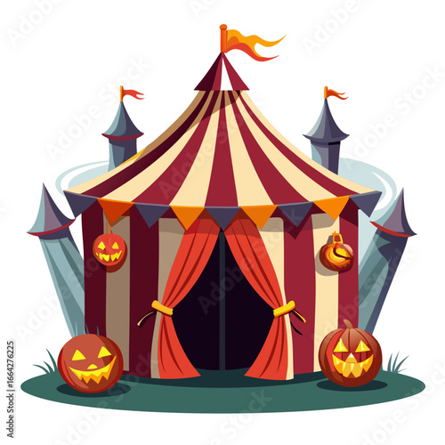 Spooky halloween circus tent with jack o lanterns