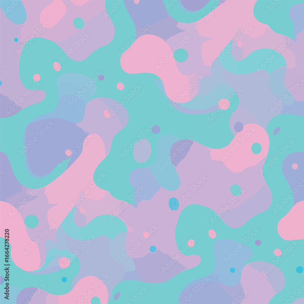 Fototapeta premium Seamless Pattern, Seamless pattern with pastel organic shapes and dots creating a dreamy abstract design Stock royalty free image.