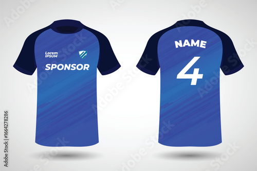 Wallpaper Mural Sports jersey t shirt design flat sketch illustration, Stripe abstract printed Round neck football jersey concept with front and back view for Cricket, soccer, Volleyball and badminton uniform kit Torontodigital.ca