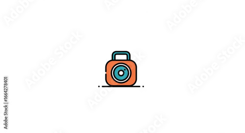 Orange retro camera vector illustration for photography enthusiasts and vintage design projects online now