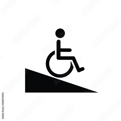 Person in wheelchair on ramp accessibility assistance