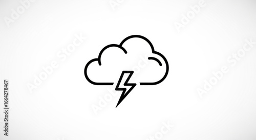 Weather forecast icon of a storm cloud with lightning bolt vector illustration design for website and app