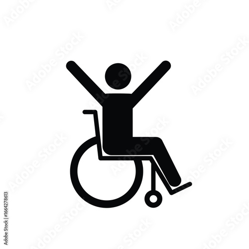 Person in wheelchair with arms raised mobility assistance