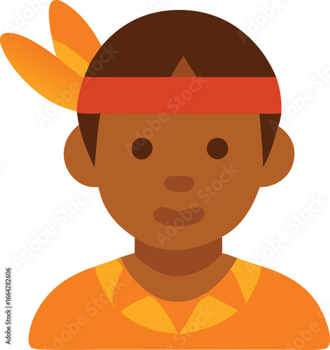 Native American Portrait: A stylized representation of a Native American man, adorned with traditional headwear, symbolizing cultural heritage and ancestral identity.