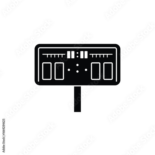 Black scoreboard with time and score display white