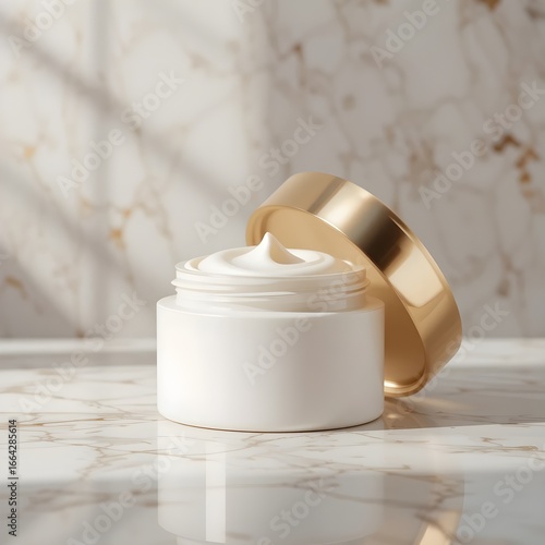 Cream Jar Mockup with Golden Lid