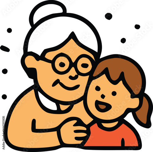 Grandma and Granddaughter: A heartwarming cartoon illustrates a loving embrace between a grandmother and her granddaughter, symbolizing the enduring bonds of family.