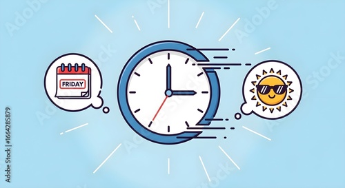 Wallpaper Mural Happy Thursday Text with an Animated Clock Torontodigital.ca