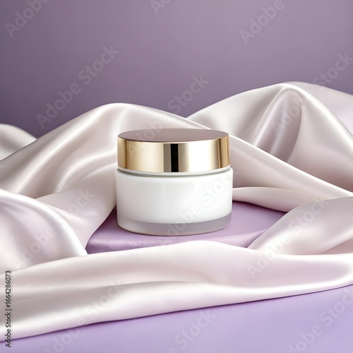 Cream Jar Mockup with Golden Lid