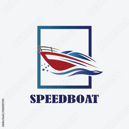 Fast Speedboat on Water with Waves Logo