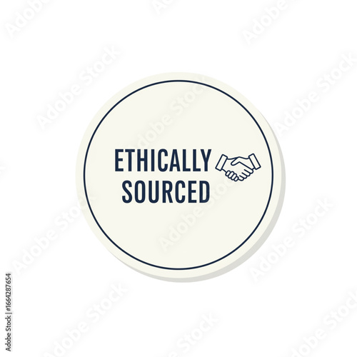 Ethically Sourced Vector Label with Handshake Icon