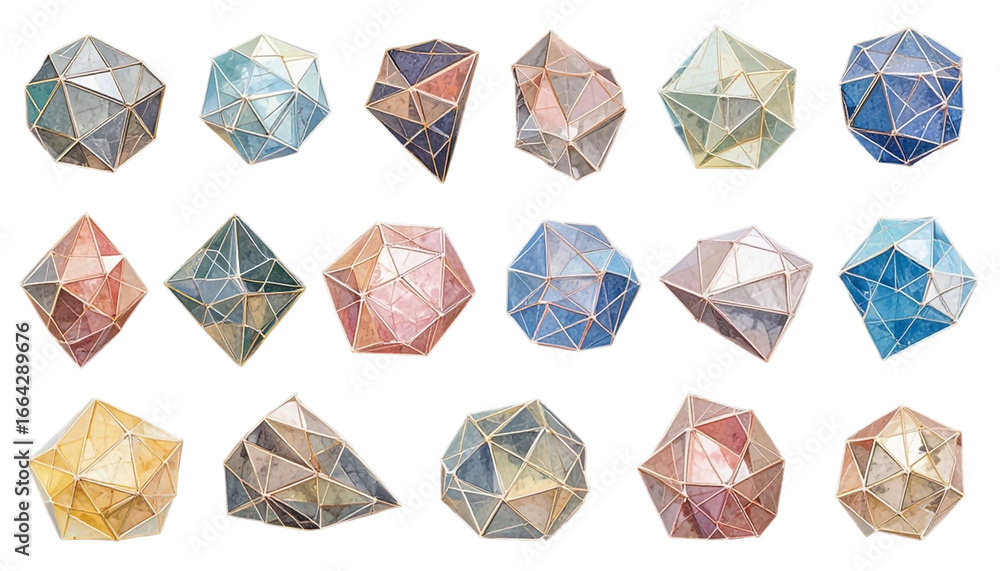 Fototapeta premium Minimal Abstract Watercolor Polygon Shapes Set