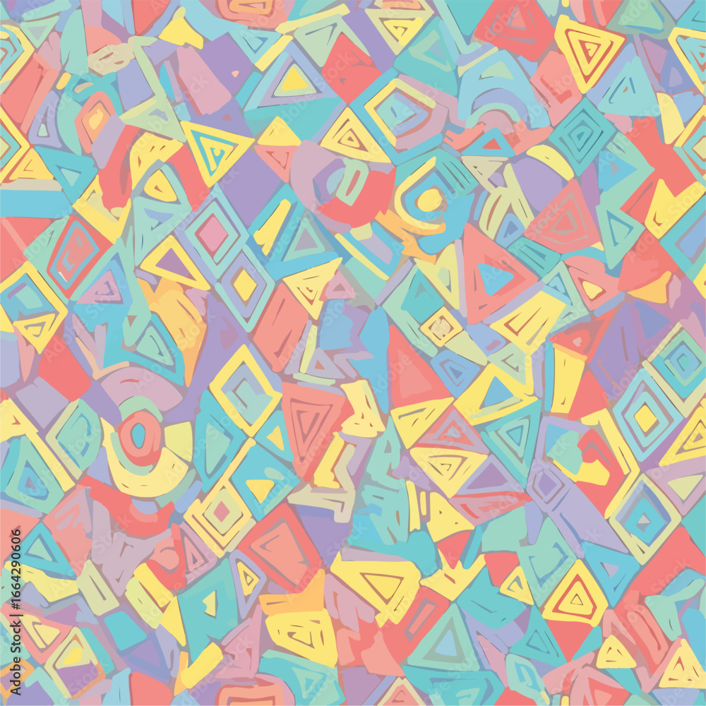 Seamless Pattern, Vibrant geometric pattern with abstract shapes in pastel colors for backgrounds Stock royalty free image. Seamless Pattern, Vibrant geometric pattern with abstract shapes in pastel colors for backgrounds Stock royalty free image.
