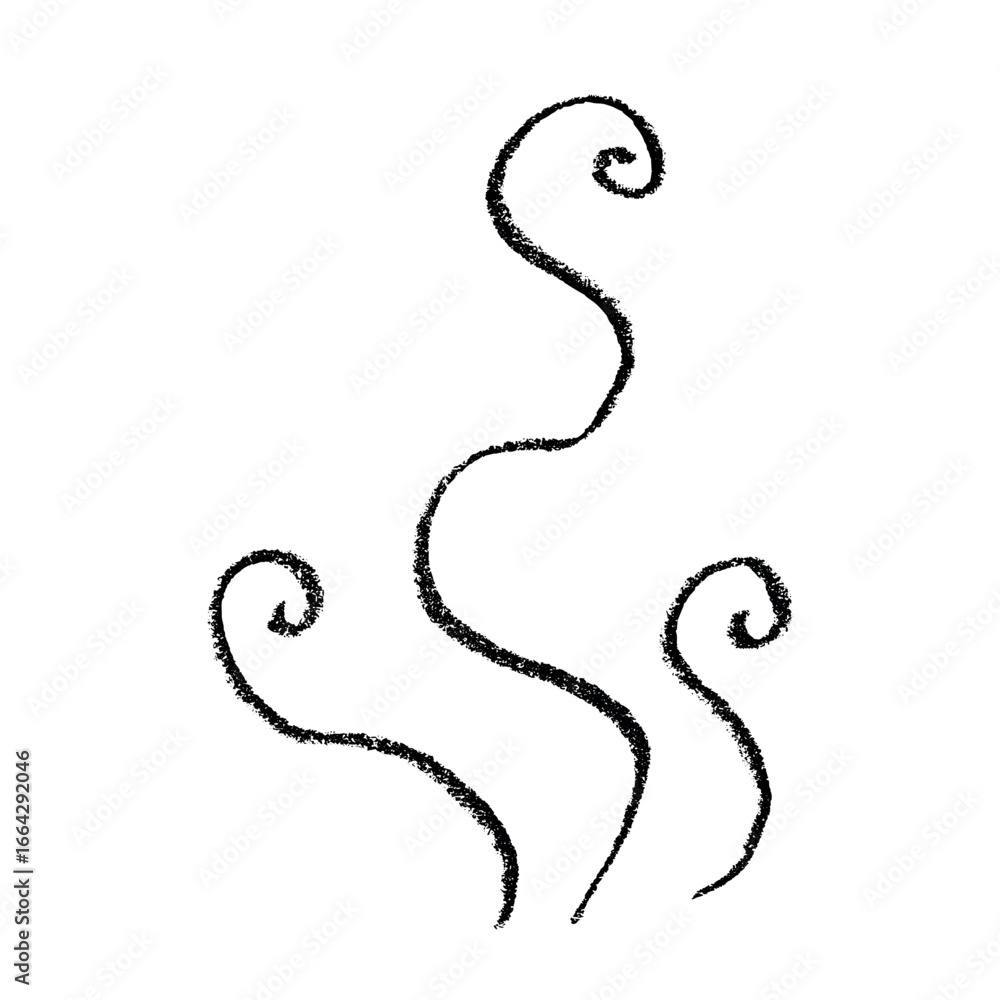 Fototapeta premium Hand drawn steam and smoke Steam swirls doodle Heat waves or aroma from cooking food and hot coffee, gas and fumes Single element for print, web, design, decor