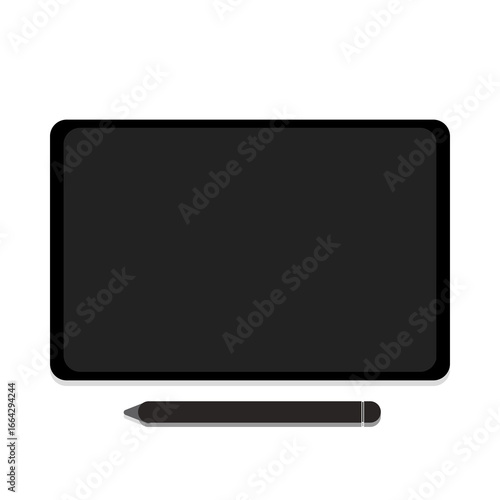 Flat Lay Drawing Tablet with Pen on white background concept for graphic design, digital art, and creative work