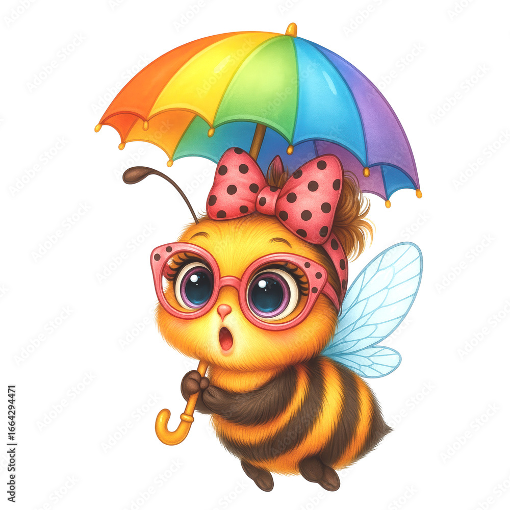 Obraz premium Watercolor Cute Bee Birthday Number Clipart