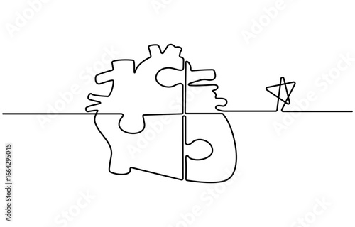 Puzzle piece the vital role of blood One continuous line drawing