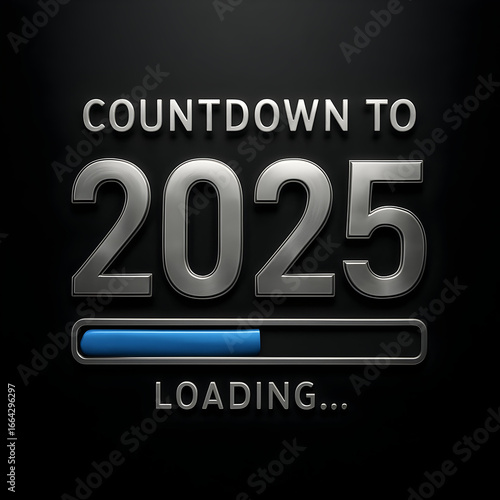 New Year 2025 celebration banner with elegant silver numbers and text.

