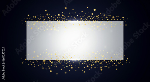 Rectangular Silver Frame with Gold Glitter on Dark Background