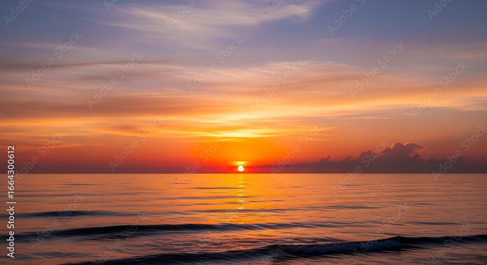 Fototapeta premium Vibrant Sunrise Over the Ocean Horizon.