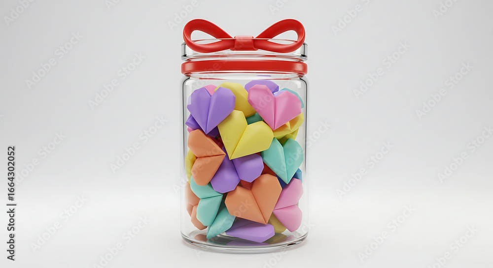 Obraz premium Origami Hearts in Jar