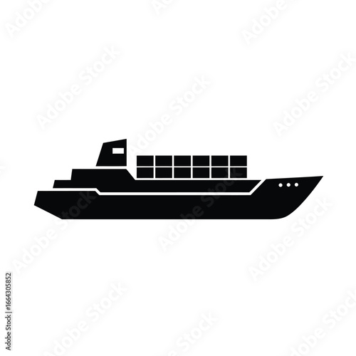 Black cargo ship with containers vessel transport