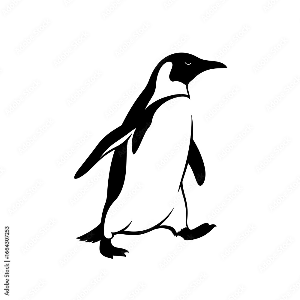 Fototapeta premium A silhouette of a penguin in waddling pose. Isolated penguin tattoo design