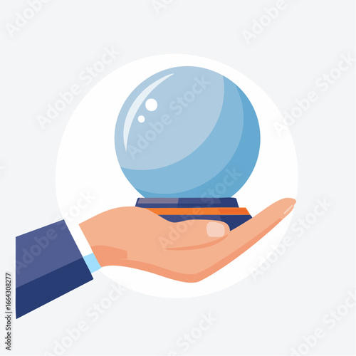 Hand Holding Light Blue Crystal Ball