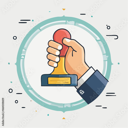 Hand Holding Red Stamp Icon