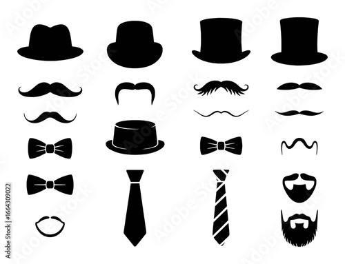 Gentleman's Accessories: Hats, Mustaches, Bow Ties, and Beards