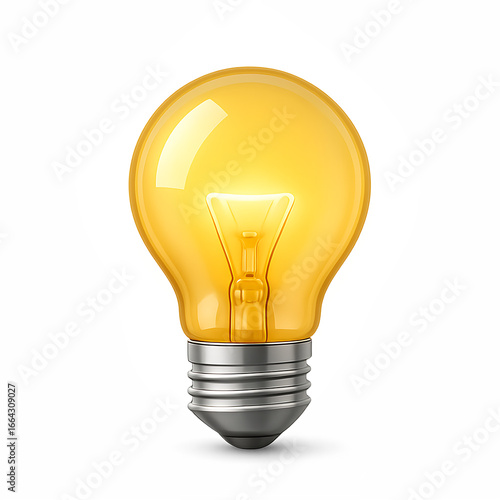 light bulb on transparent background. Transparent realistic light bulb, isolated.