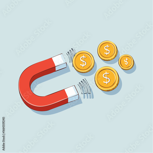 Attracting Money With Magnet Illustration