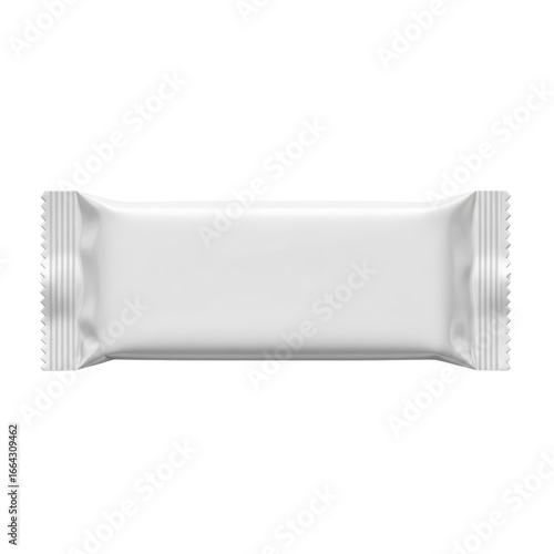 Blank white flow pack for snack isolated PNG with Transparent Background