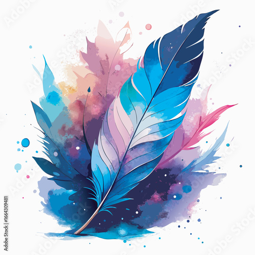Colorful Watercolor Feather
