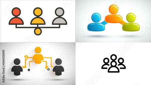 Four network diagrams showcase team connections in unique visual styles