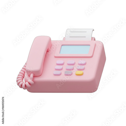 Minimalist Pink Fax Machine for Office Communication.