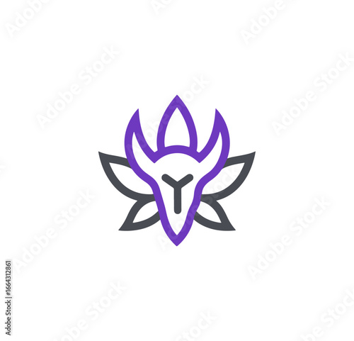 Abstract animal head flower symbol design