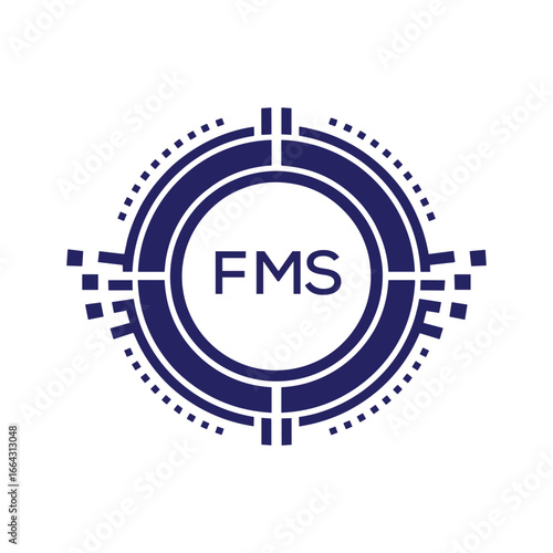FMS Modern Abstract Circular Technology Logo Design with FMS Letter Logo.
