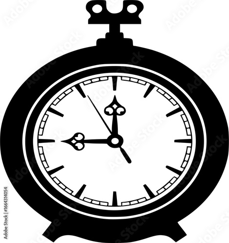Vintage Clock silhouette vector art illustration on white background