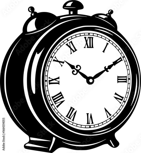 Vintage Clock silhouette vector art illustration on white background