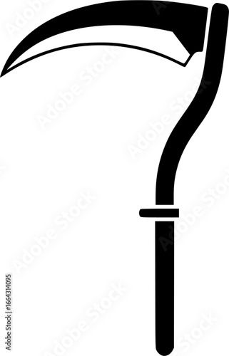 Farm scythe icon silhouette on white background