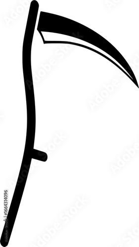Farm scythe icon silhouette on white background