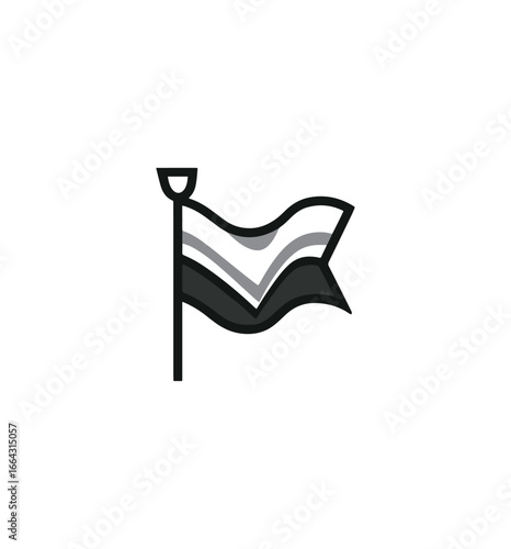 Gray and black striped flag graphic design