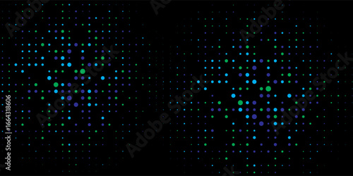 Dark Blue, Green vector modern geometrical circle abstract background. Dotted texture template. Geometric pattern in halftone style with gradient.eps10