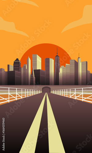 Cityscape background, metropolitan city in background and motorway