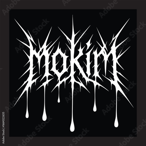 Death Metal Band Logo "MOKIM", Black Metal Style Typography, Heavy Metal Music Vector Illustration