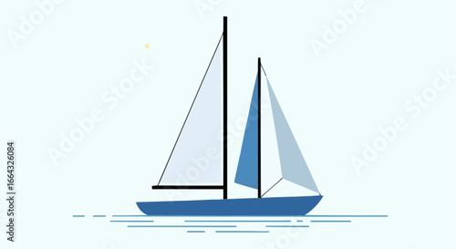 A minimalist illustration of a sailboat sailing on the ocean under a clear sky, representing travel and leisure.