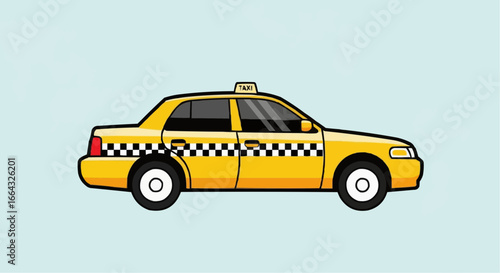 Illustration of a yellow New York City taxi cab.
