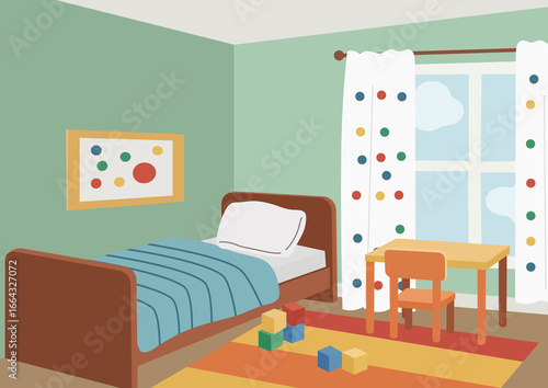 kids room with fun curtains