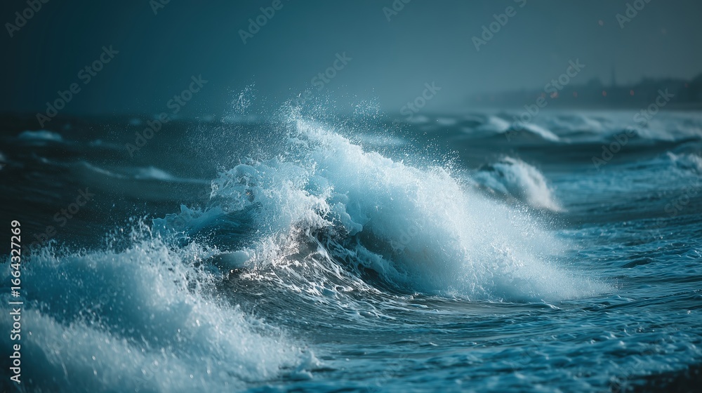 Fototapeta premium Reynisfjara Black Sand Beach in Iceland with Basalt Columns and Crashing Atlantic Waves under a Moody Cloudy Sky 